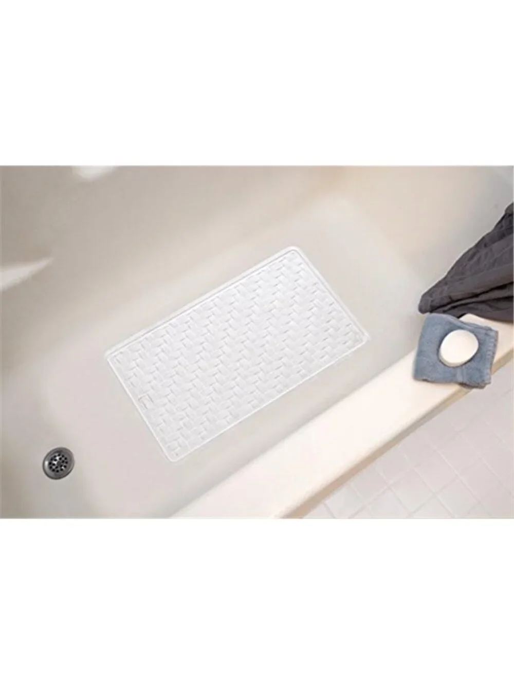 Rubber Bath Mat Non Slip Shower Mat Suction Cup Safety Mat Waterproof White